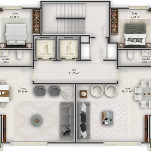 Apartamento 3 Sutes - Meia Praia