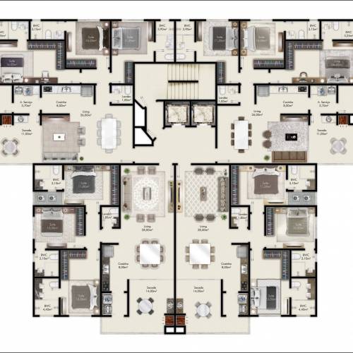 Sol Nascente Residence - Apartamento 3 Sutes