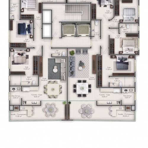Apartamento 4 Sutes- Meia Praia